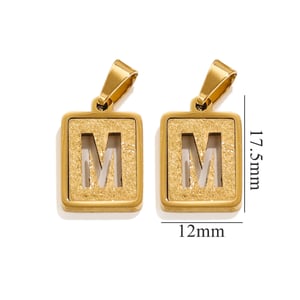 1 Piece Simple Fashionable Style Square Letter M Shape Titanium Steel  Gold Color Unisex Pendant h5 